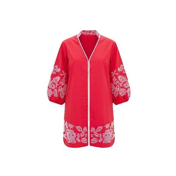 HYACINTH HOUSE Red & White Embroidery Mini Arem Caftan Size XS NWT - Picture 7 of 7